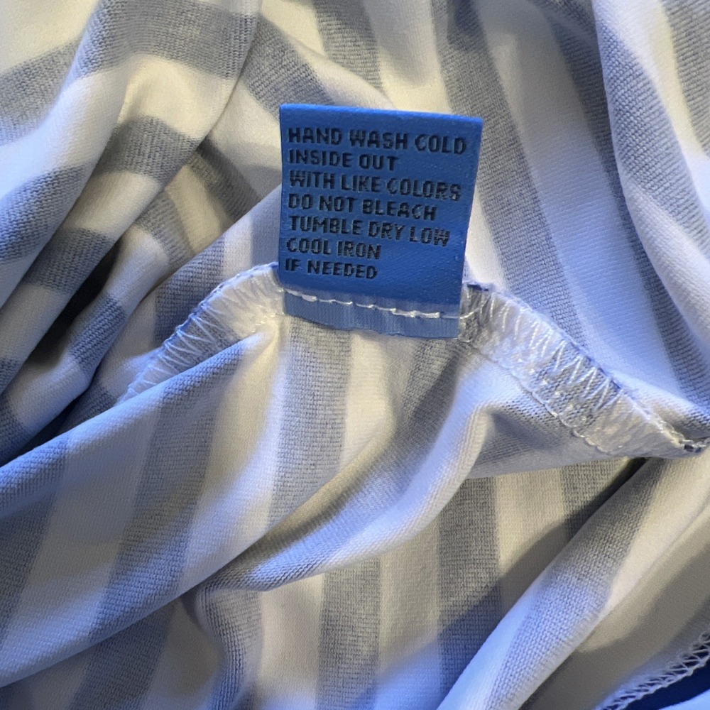 J. McLaughlin Catalina Cloth Striped Side Tie Dress Navy White Medium - Picture 9 of 9